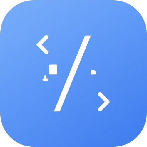 A blue rounded square icon with a white code bracket symbol in the center, likely representing a software or digital service.